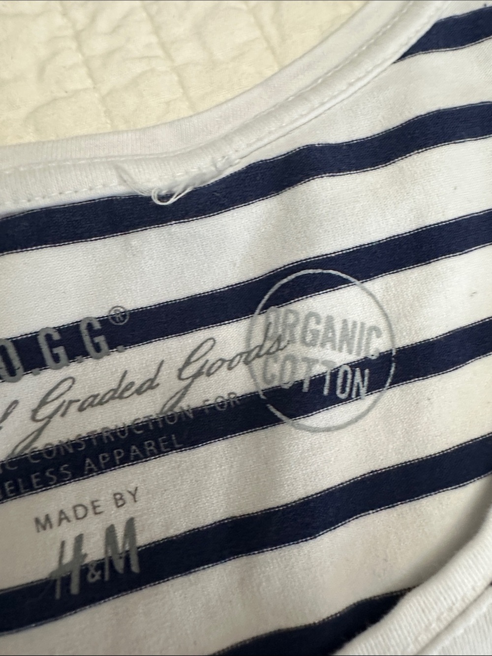 Organic Cotton Medium Tank Striped Navy White Tank Top Women's Casual Scoop Neck - Picture 2 of 6
